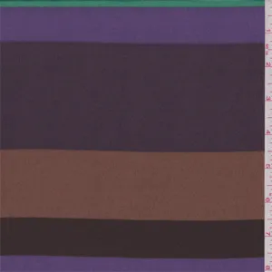 3 1/8 YD PC-Purple/Brown/Ecru Stripe Crepe de Chine Fabric