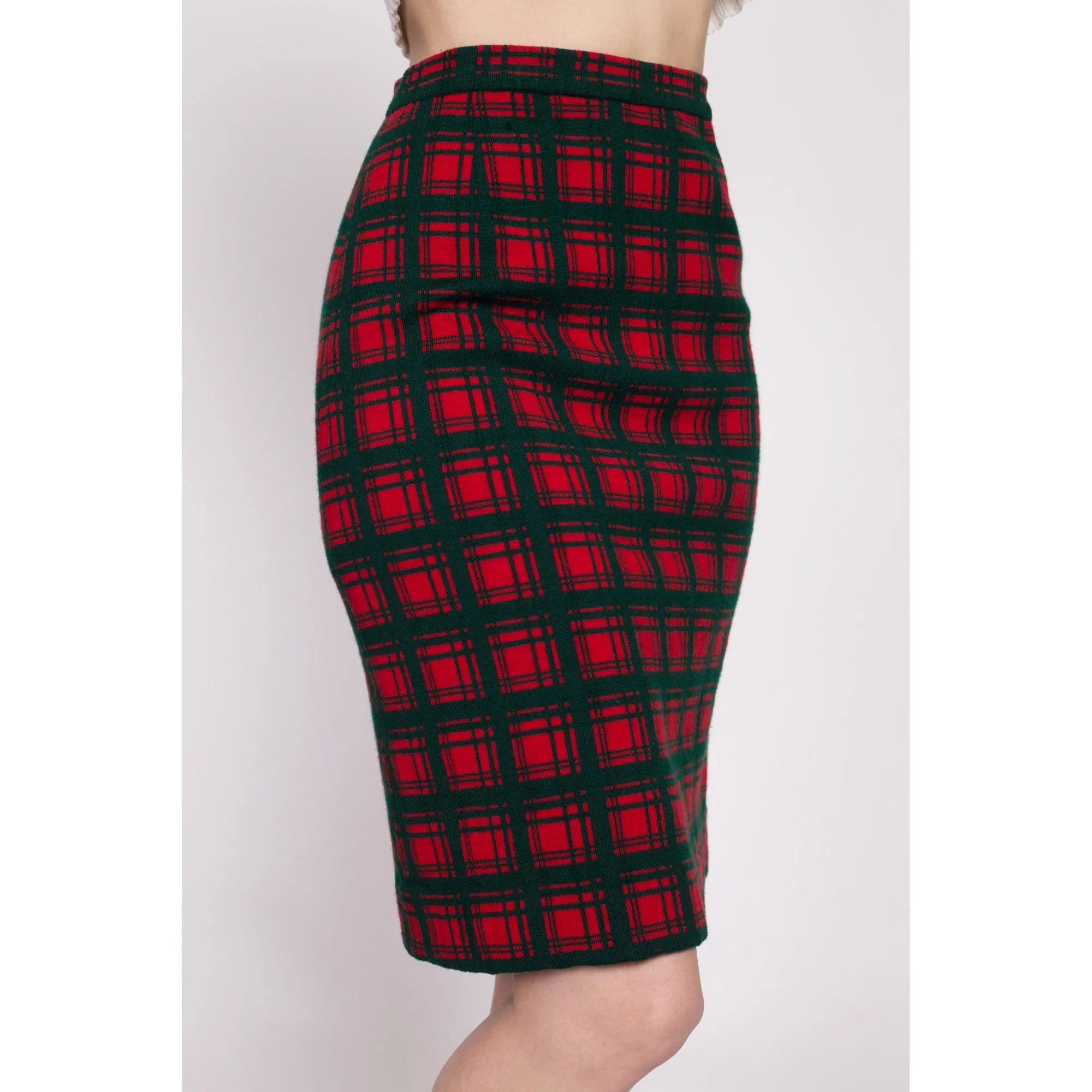 60s I. Magnin Plaid Pencil Skirt - Extra Small