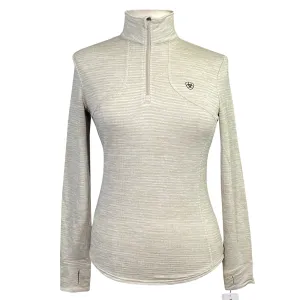 Ariat 'Gridwork' Quarter Zip Baselayer in Sand Heather - Womens XL