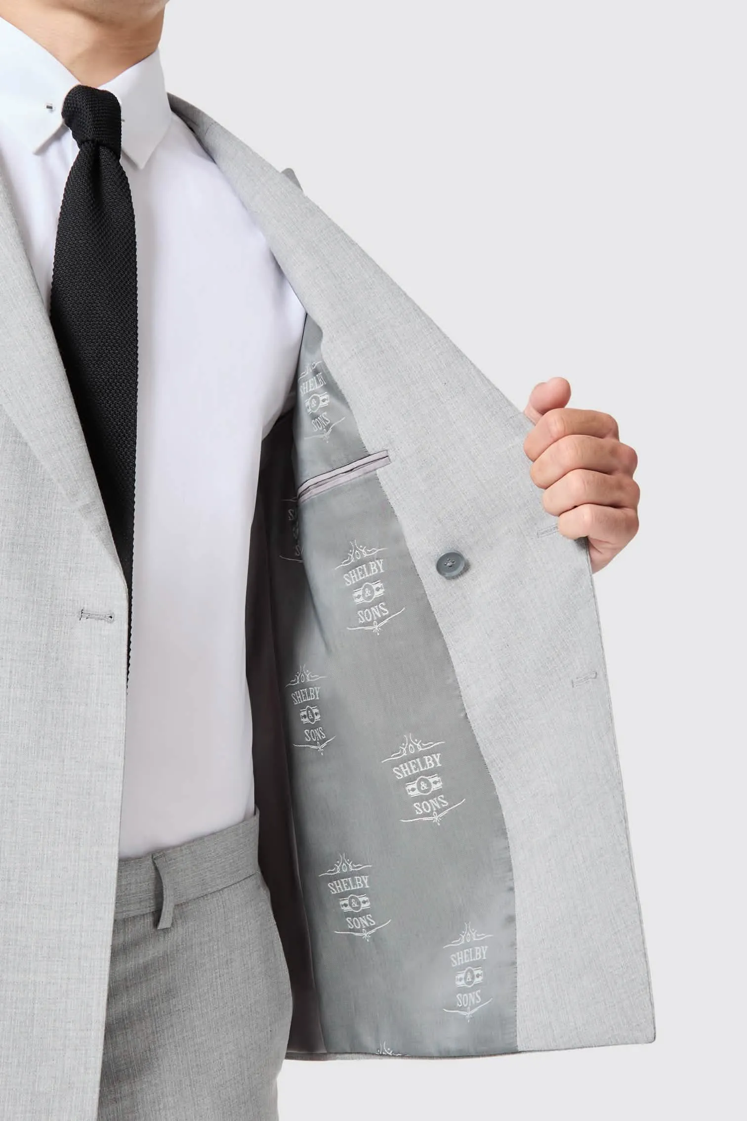 Atkinson Slim Fit Grey Double Breasted Suit