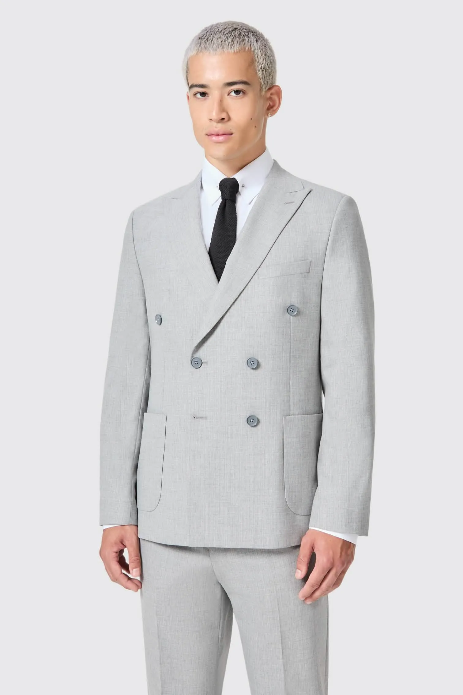 Atkinson Slim Fit Grey Double Breasted Suit