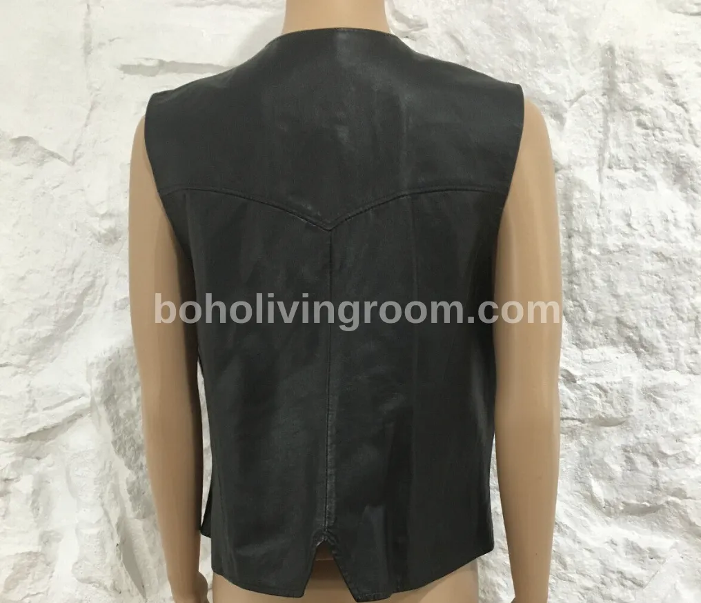 Black White Women Cowhide Fur Vest