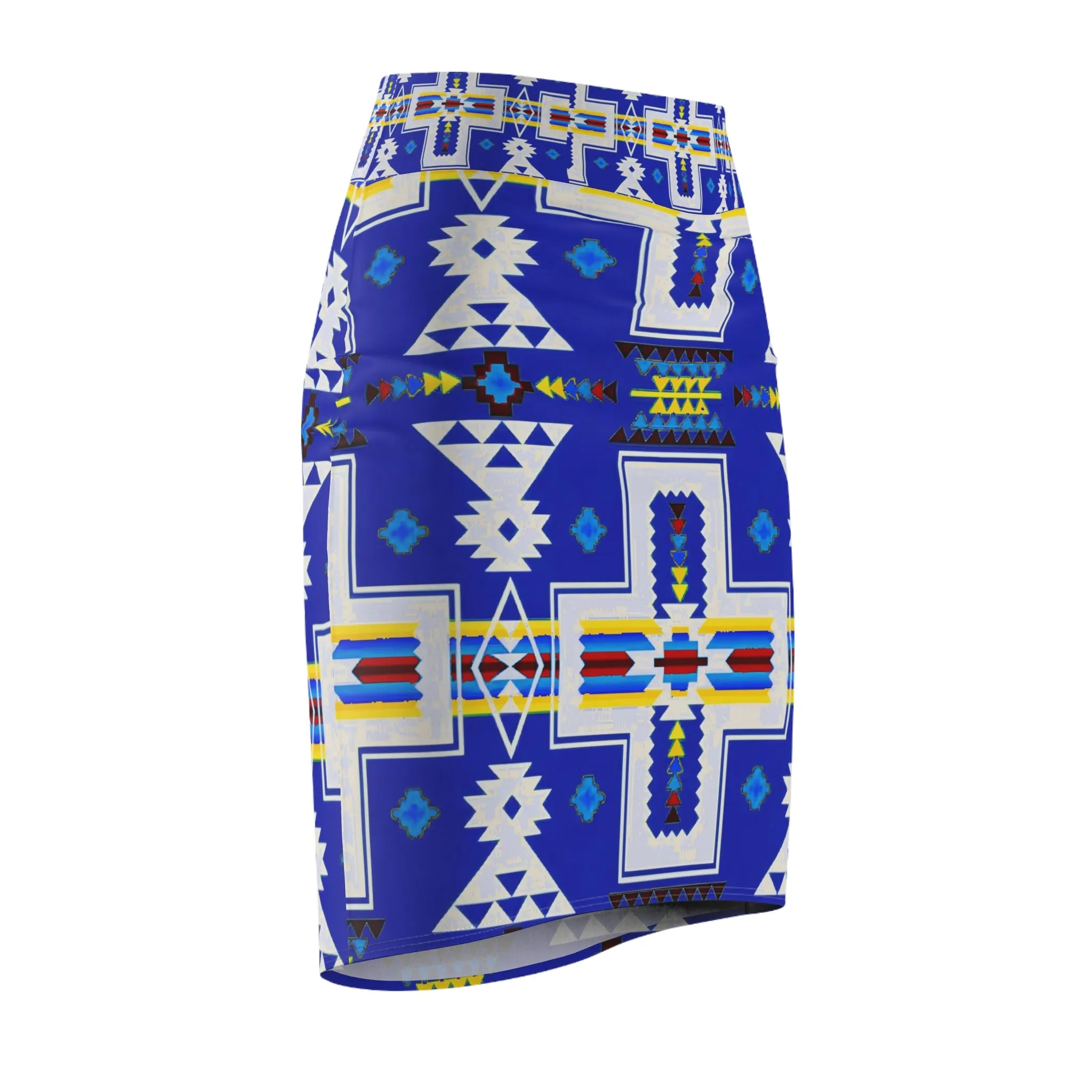 Blue native print Women's Pencil Skirt (AOP)