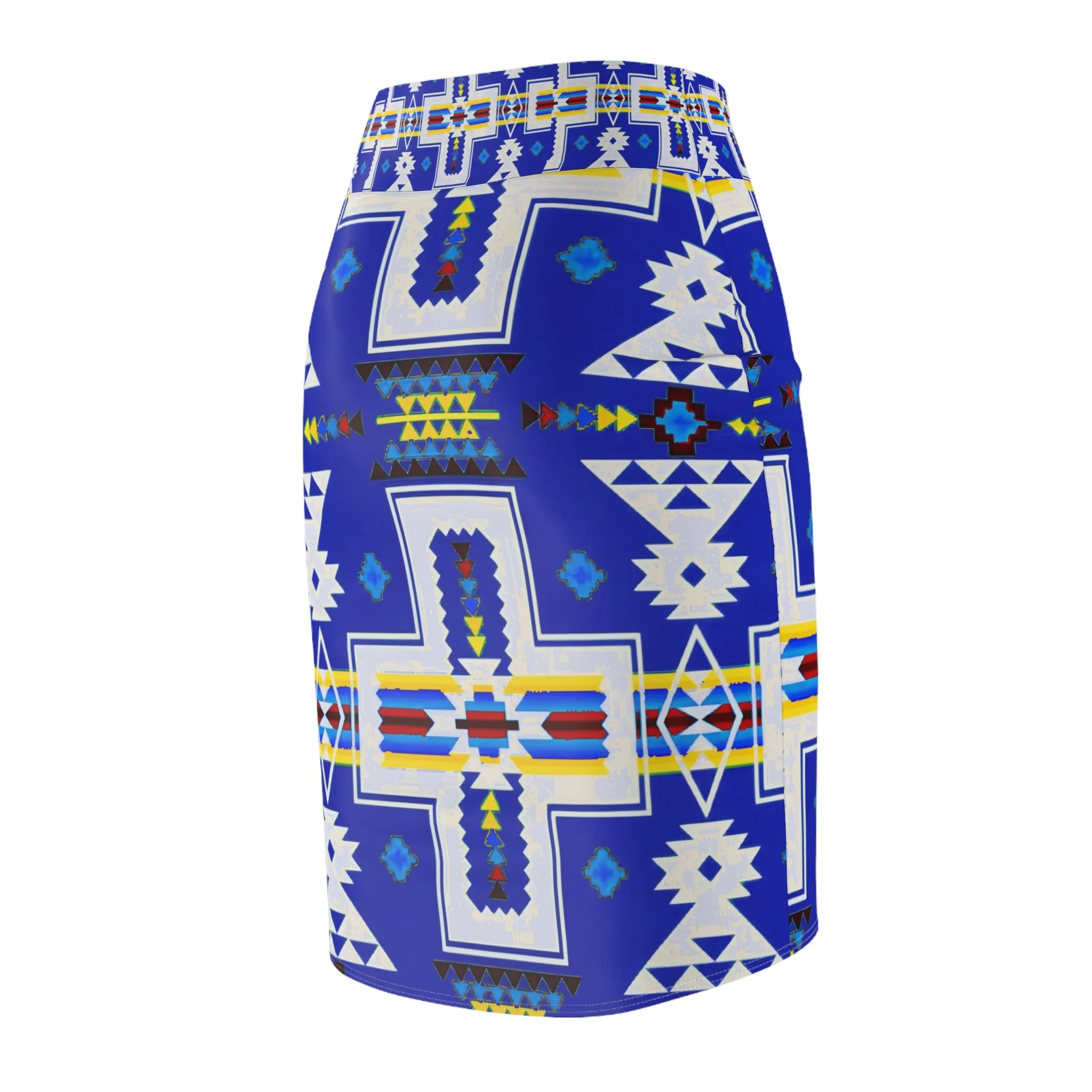 Blue native print Women's Pencil Skirt (AOP)