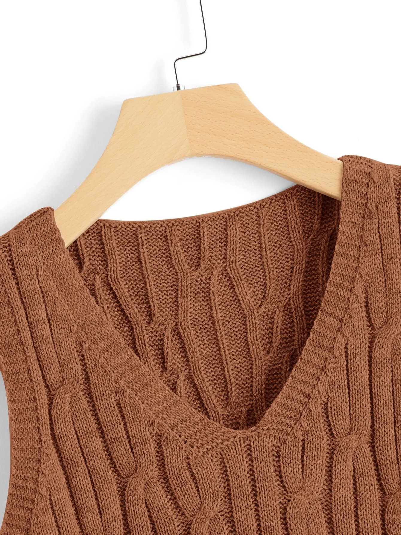 Brown Cable Knit Sweater Vest