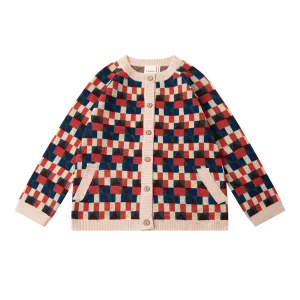 CHIC CARDIGAN-24KPAW01-Red/Multicolor