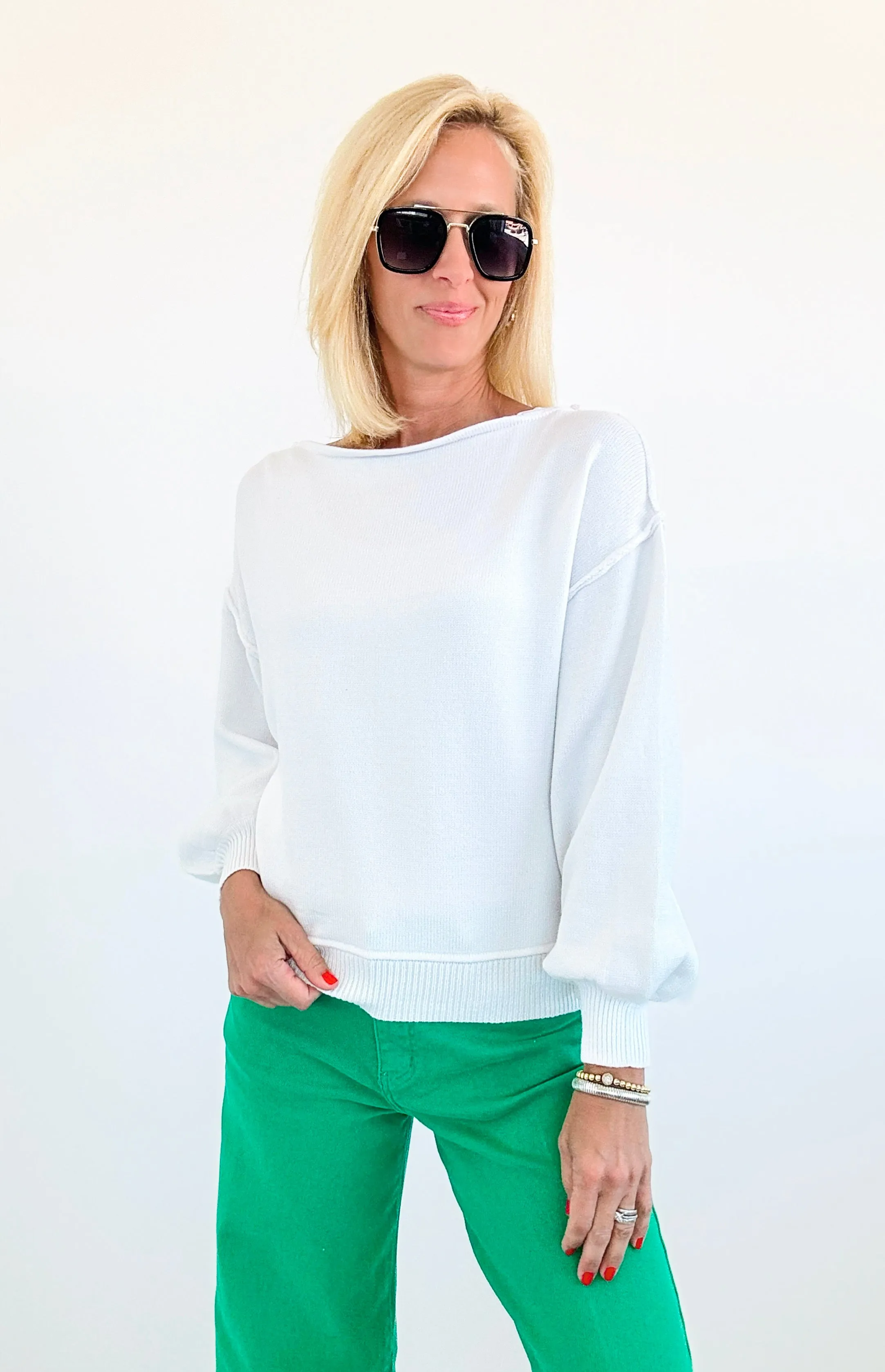 Chic Off-Shoulder Sweater - White