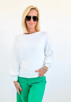 Chic Off-Shoulder Sweater - White