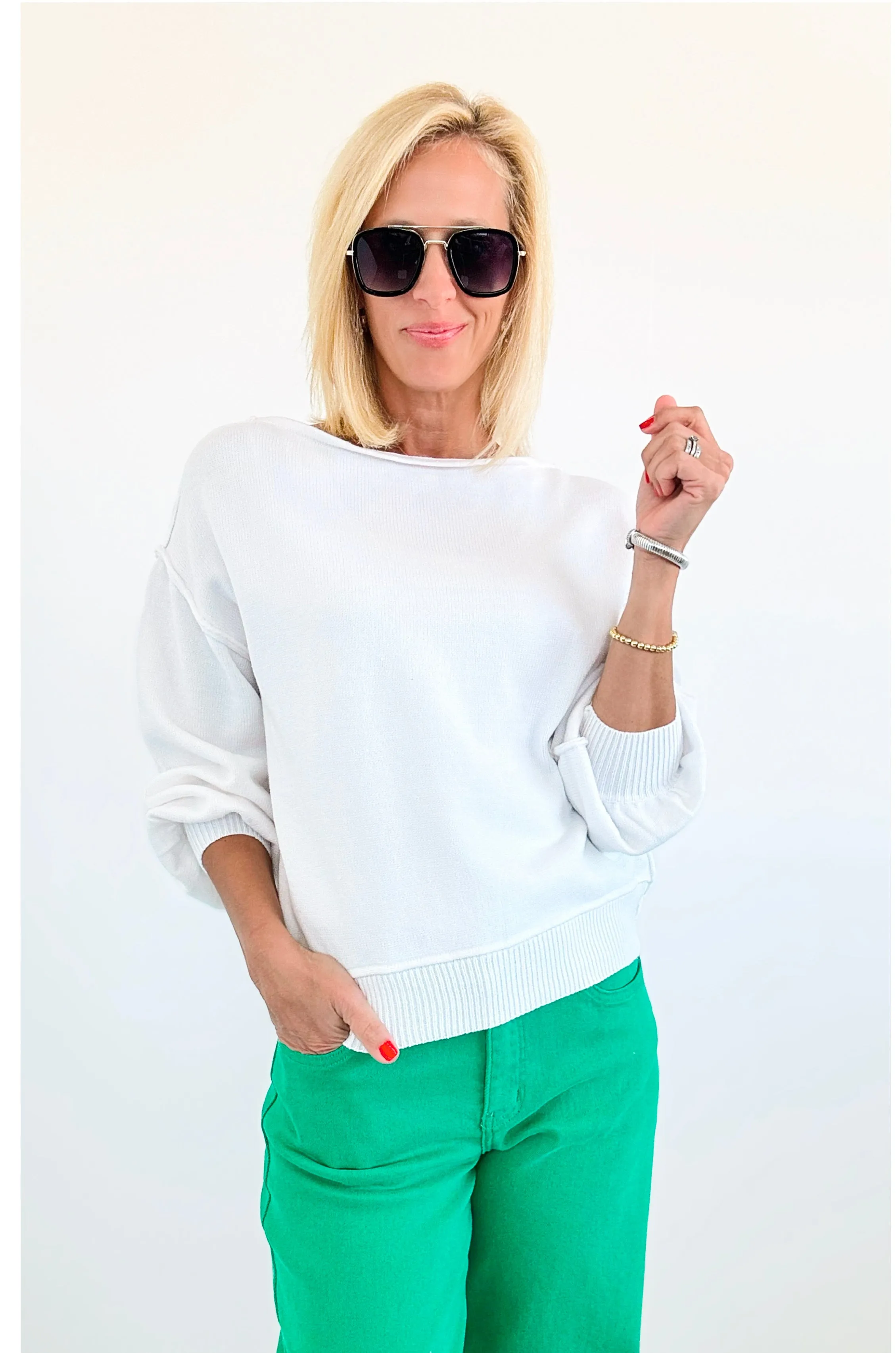 Chic Off-Shoulder Sweater - White