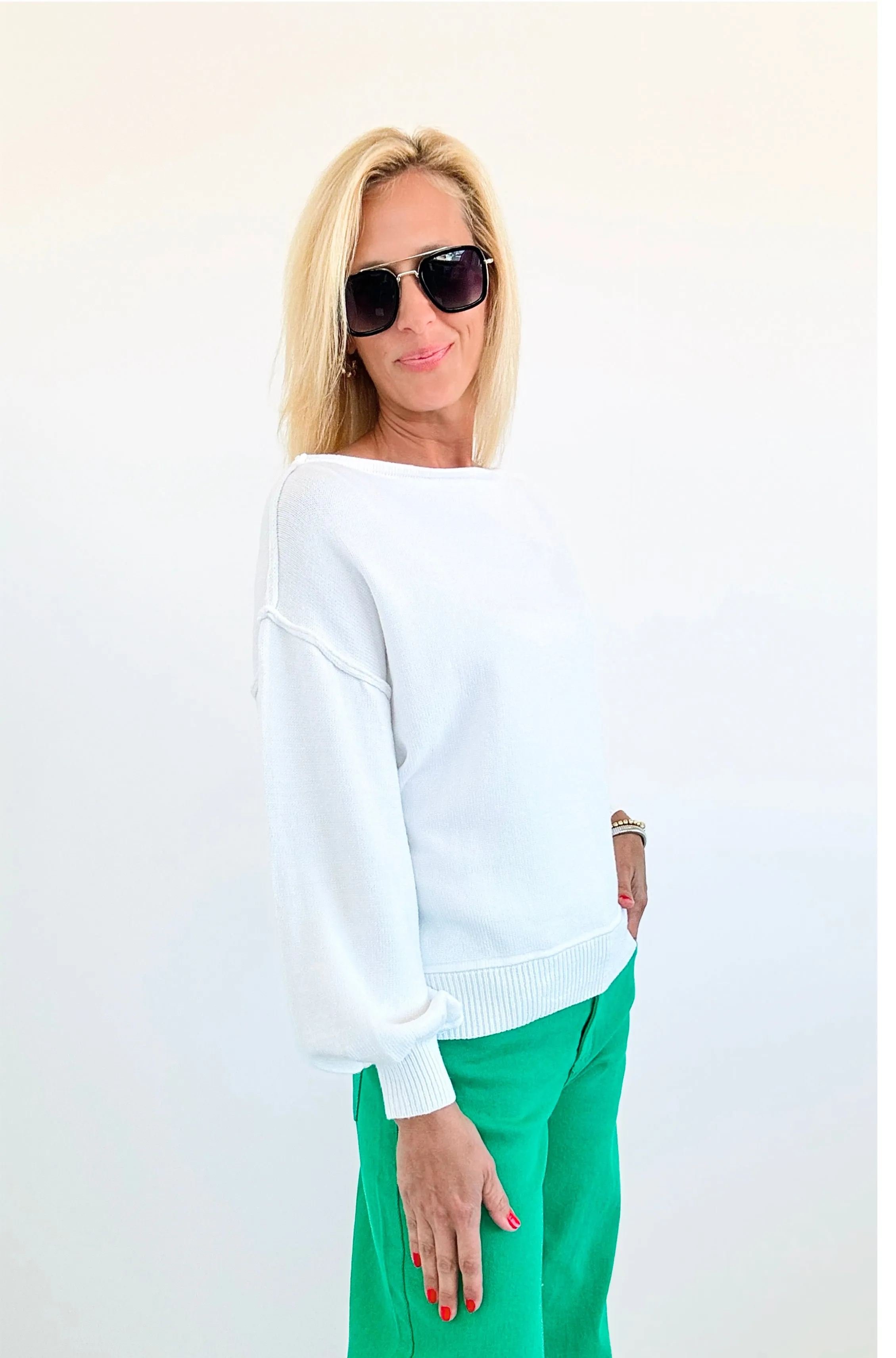 Chic Off-Shoulder Sweater - White