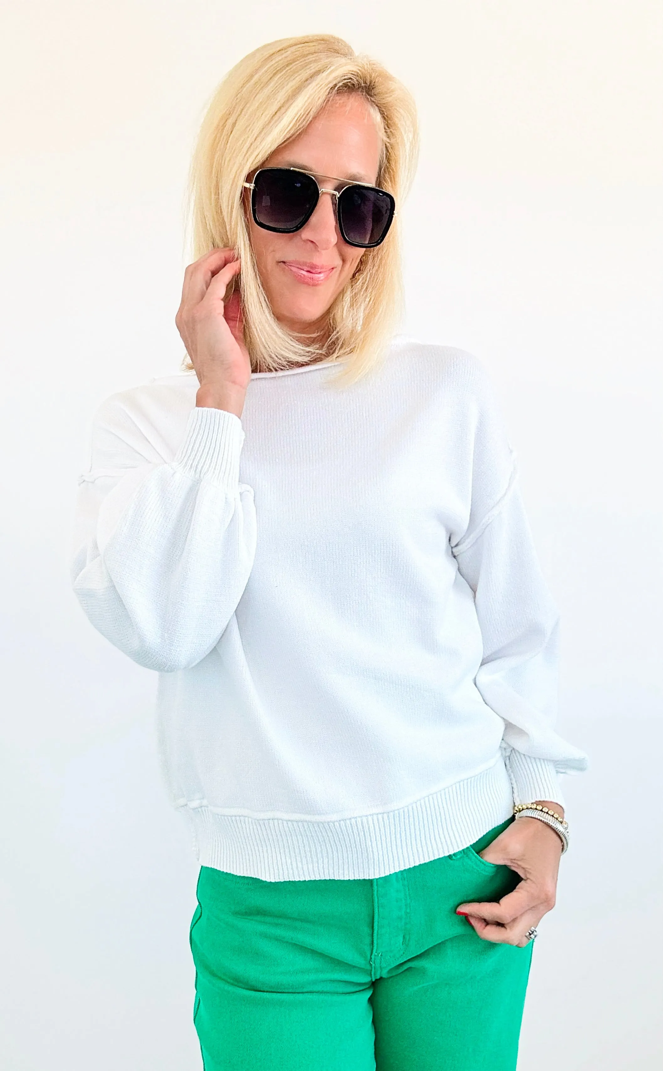 Chic Off-Shoulder Sweater - White