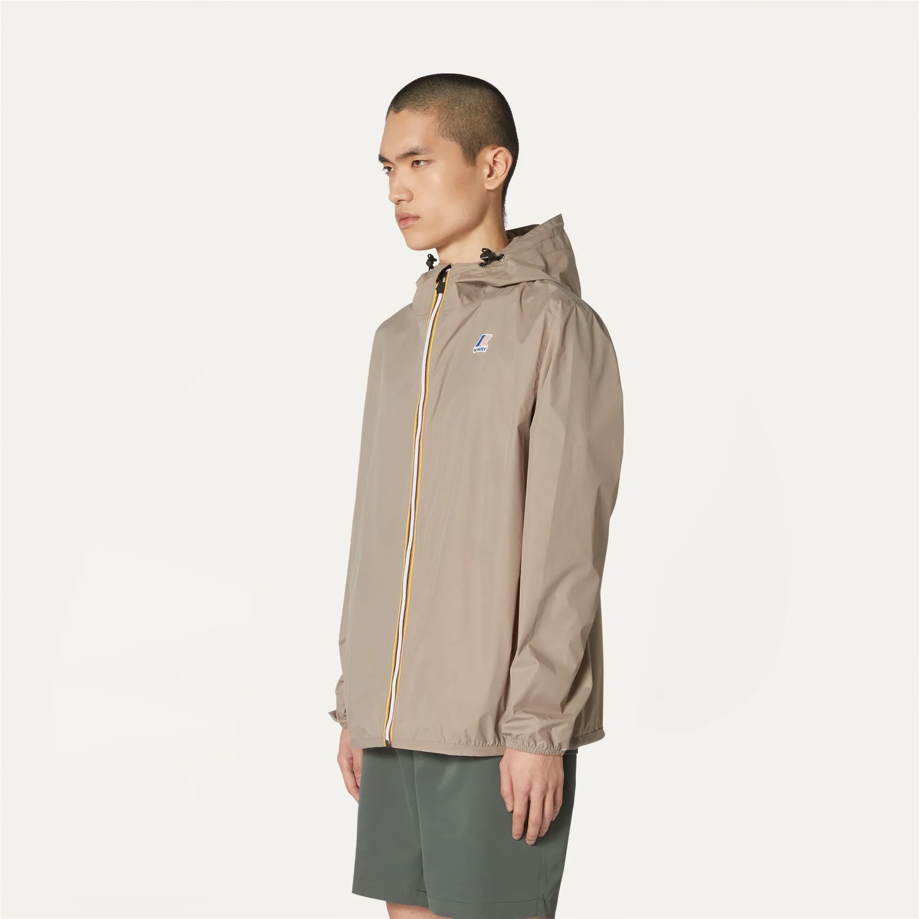 Claude - Unisex Packable Full Zip Waterproof  Rain Jacket in Beige Taupe