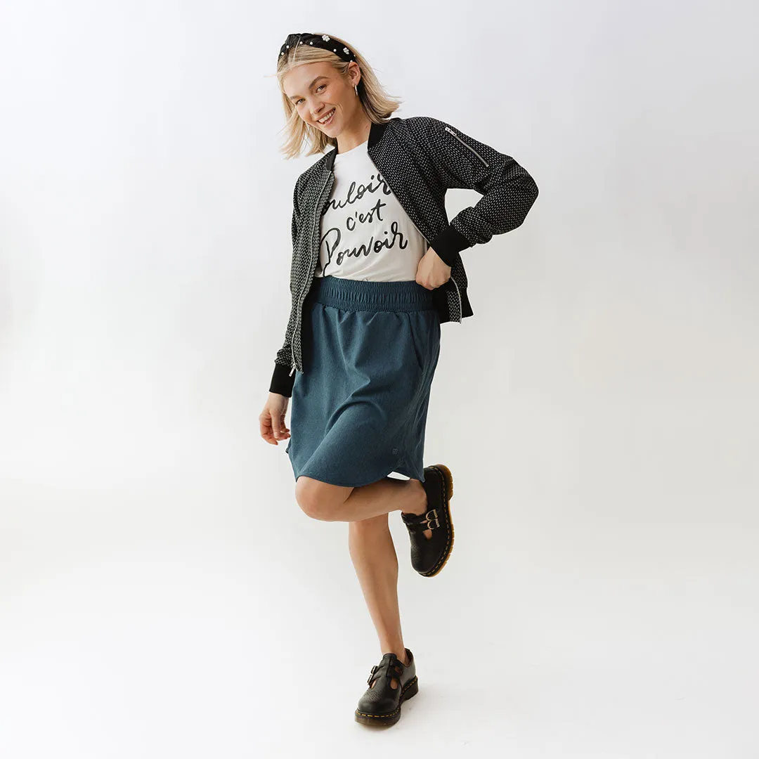 Club Skirt, Dark Chambray