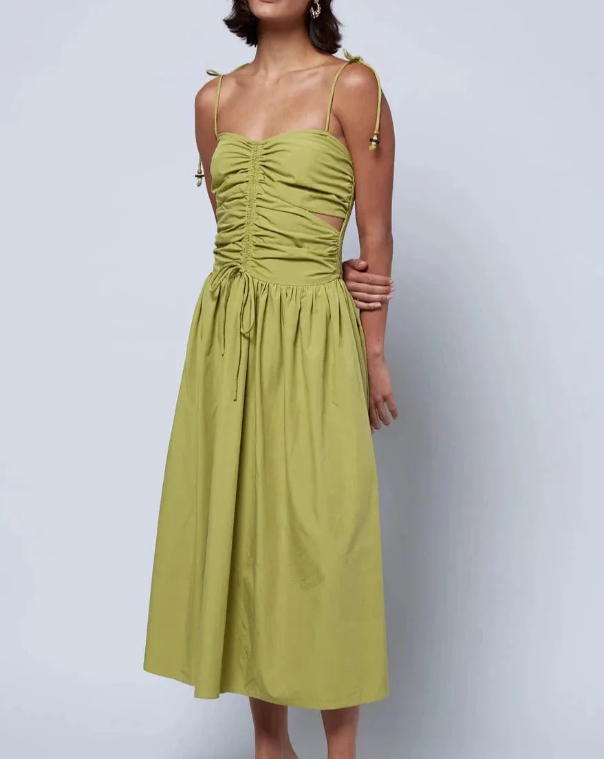 Drawstring Dress in Green