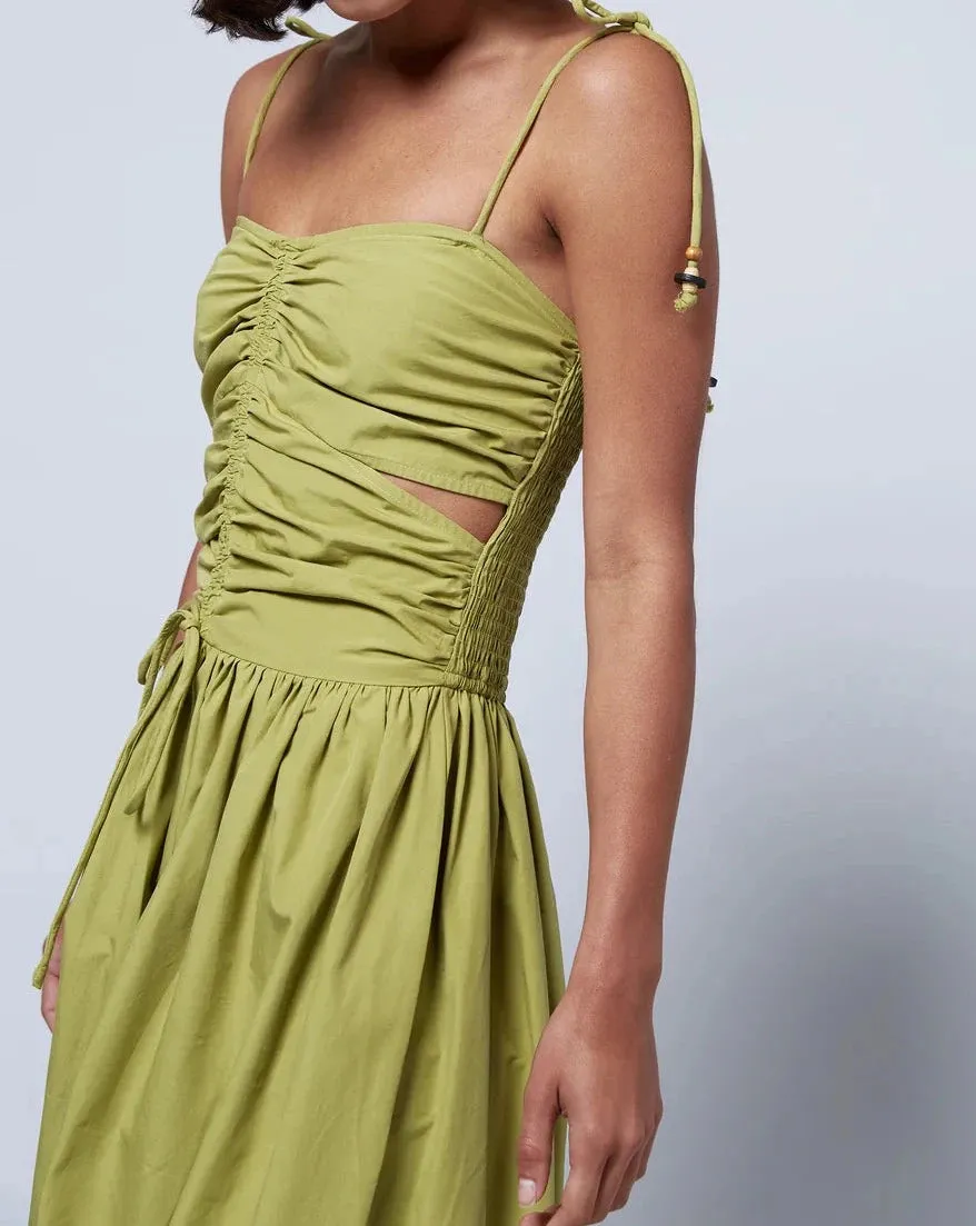 Drawstring Dress in Green