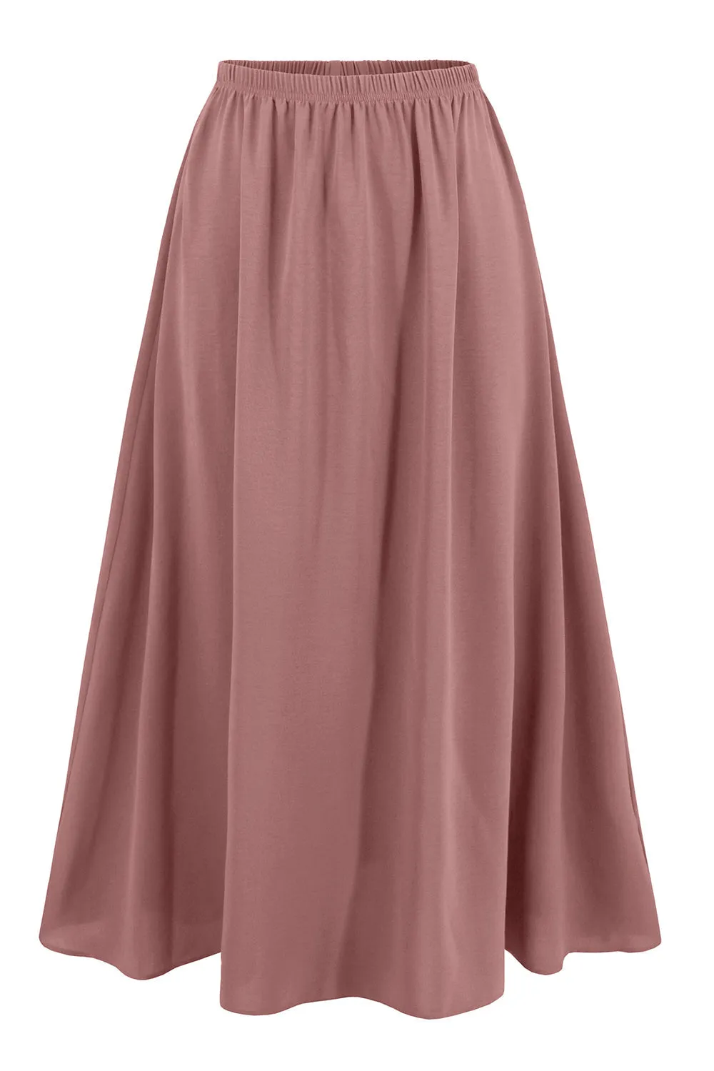 Dusty Rose A Line Tiered Chiffon Tea Length Dress with Long Sleeves