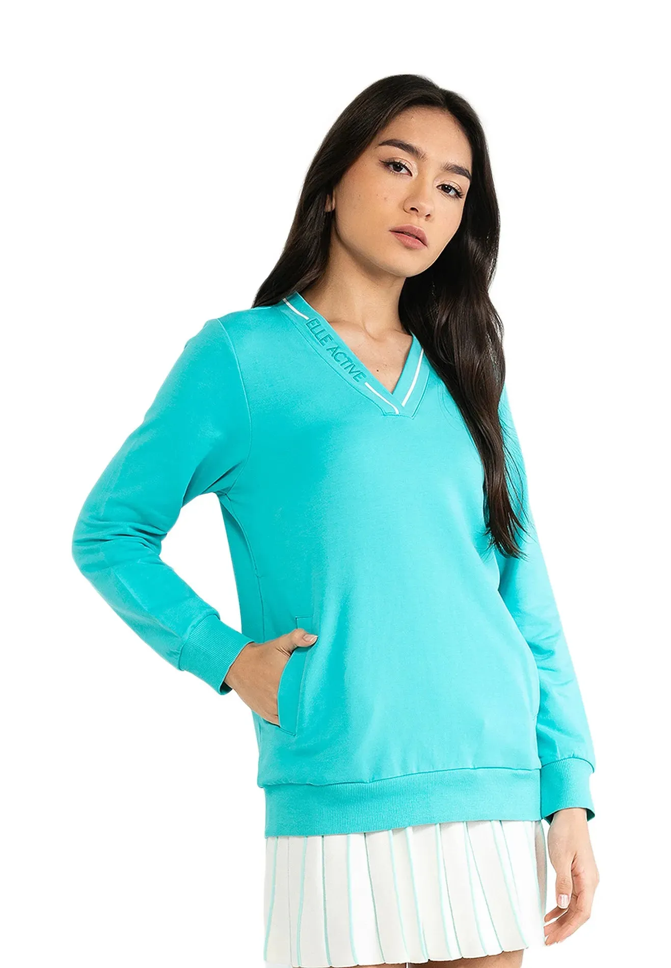 ELLE Active Active Logo V-Neck Sweatshirt