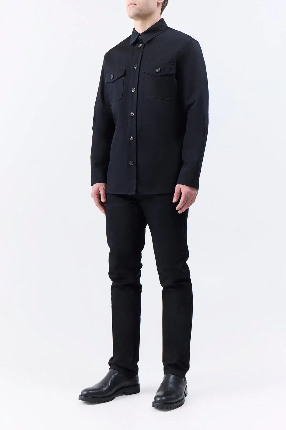 Everly Overshirt in Black Organic Cotton