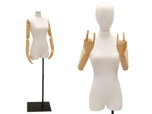 Female Pure White Linen Dress Form with Arms MM-1WLARM