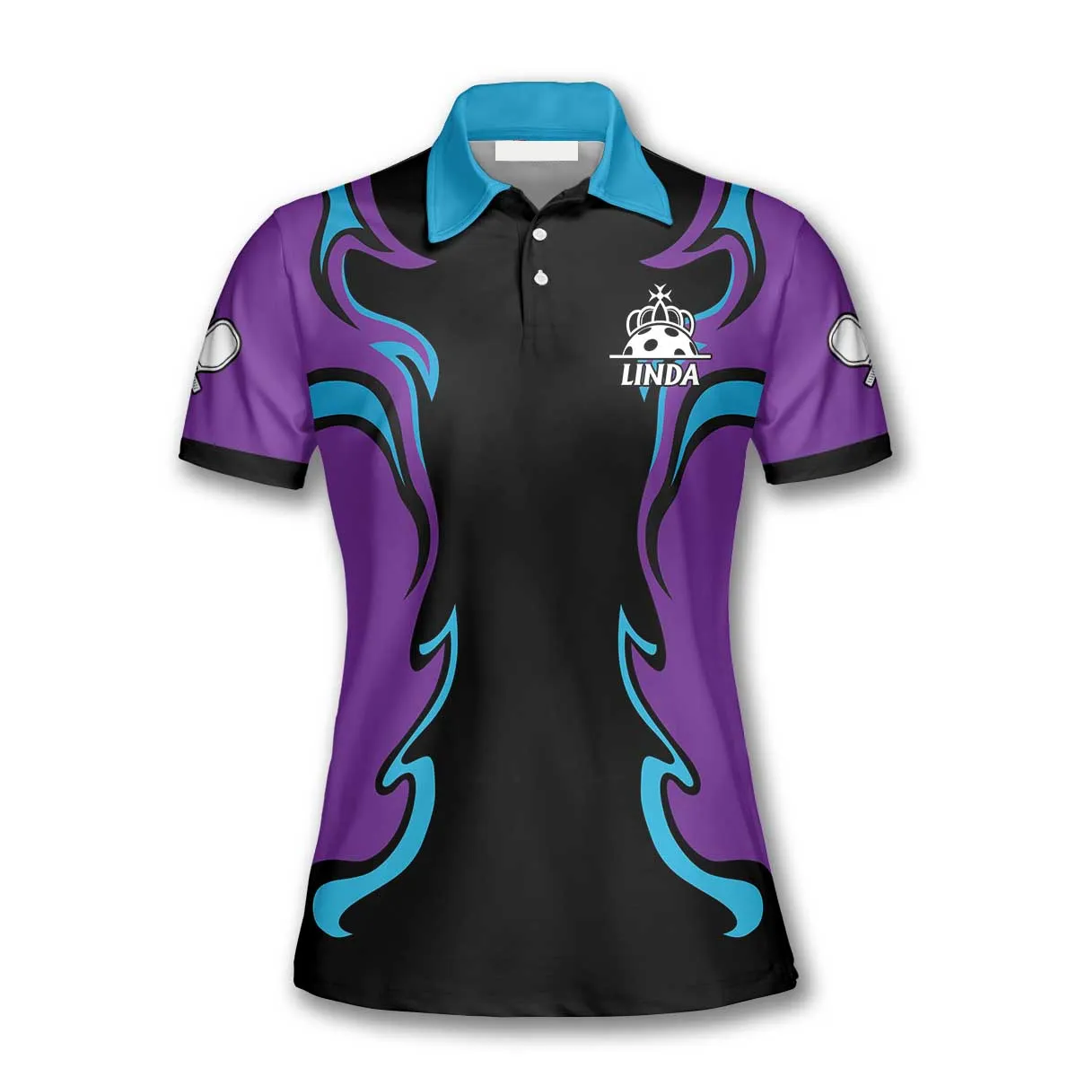 Funny Skull Pickleball Custom Name Polo Shirts For Women