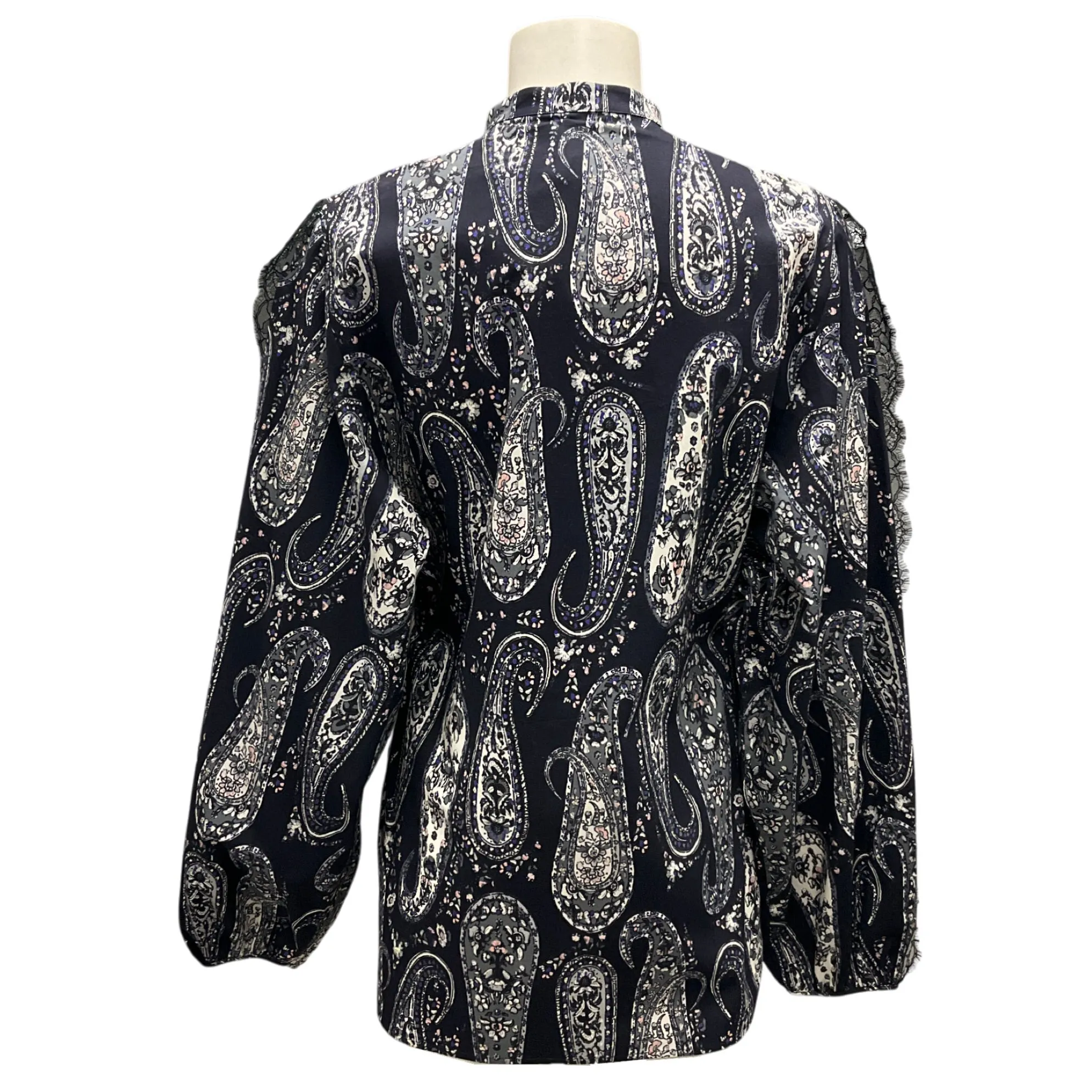 Giambattista Valli Blue / White Paisley Printed Cotton Top