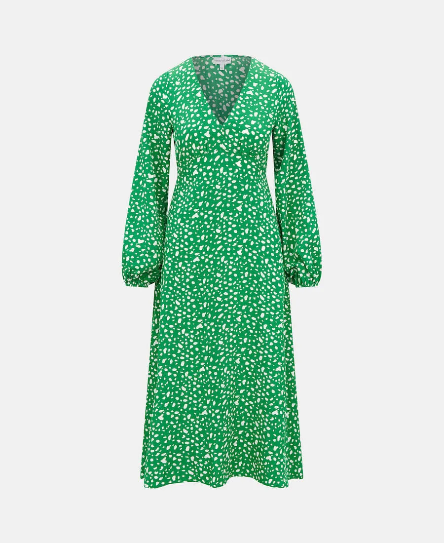 Green Spot Empire Waist Midi Dress