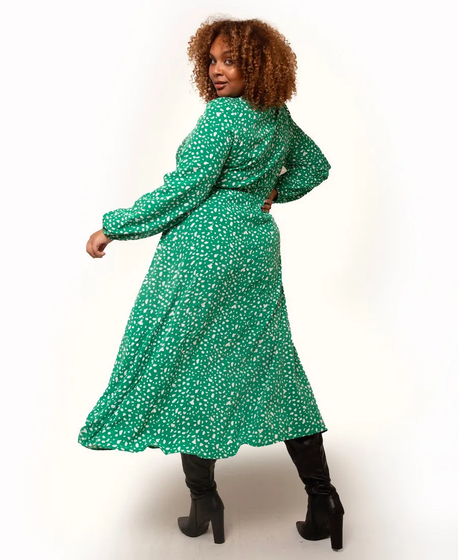 Green Spot Empire Waist Midi Dress