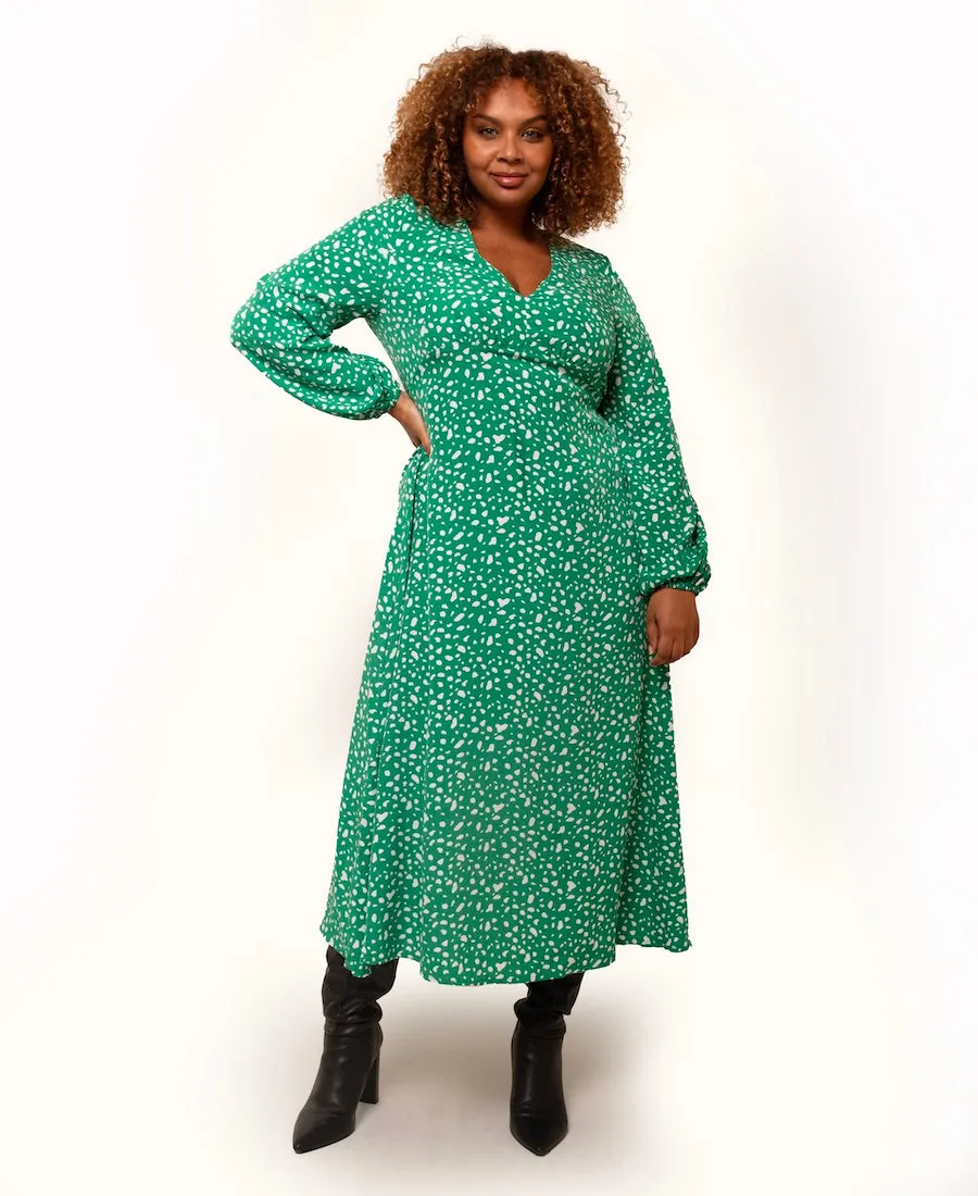 Green Spot Empire Waist Midi Dress