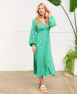 Green Spot Empire Waist Midi Dress