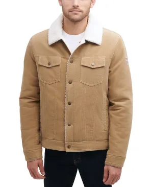 GUESS Men's Corduroy Bomber Jacket with Sherpa Collar