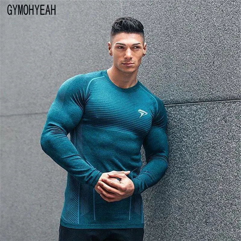 gymohyeah 2017 New Mens T Shirts Fashion O-Neck casual Long Sleeve T-Shirt Men Tight quick dry Fitness bodybuilding T-Shirts