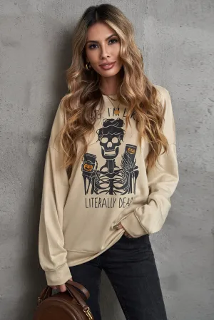 Halloween Skeleton Graphic Dropped Shoulder Sweatshirt