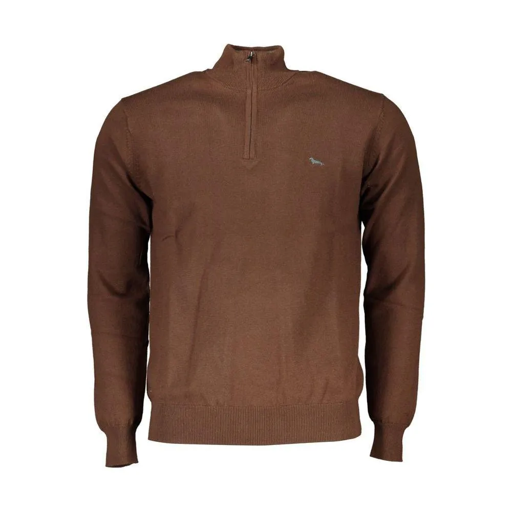 Harmont & Blaine Chic Brown Half-Zip Cotton Sweater