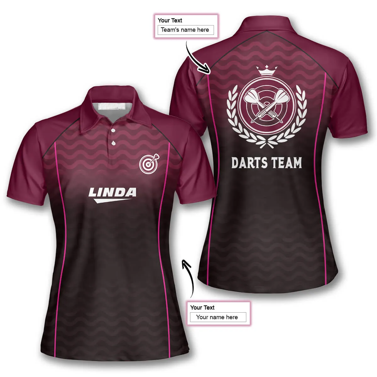 Interlaced Pattern Custom Darts Shirts for Women, Dart Polo Shirt