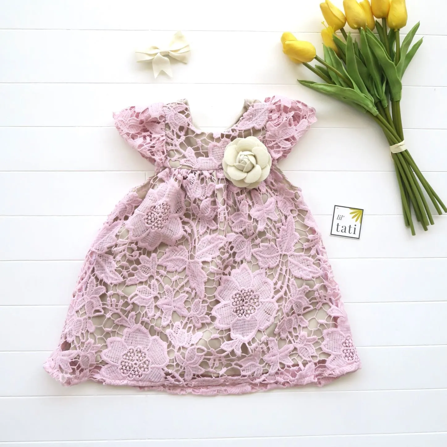 Magnolia Dress in Pastel Pink Eyelet