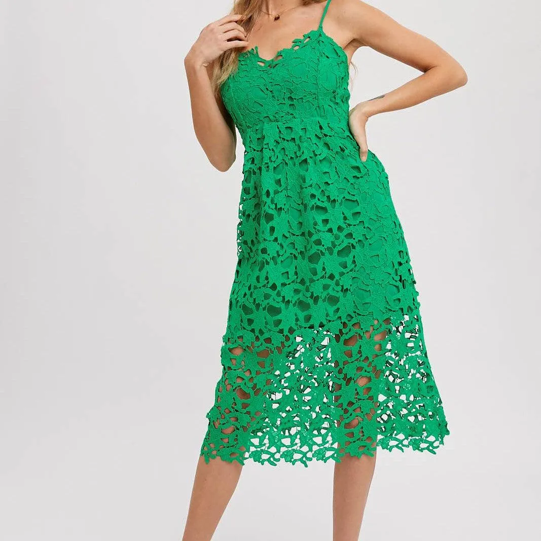 Marybeth Crochet Dress Green