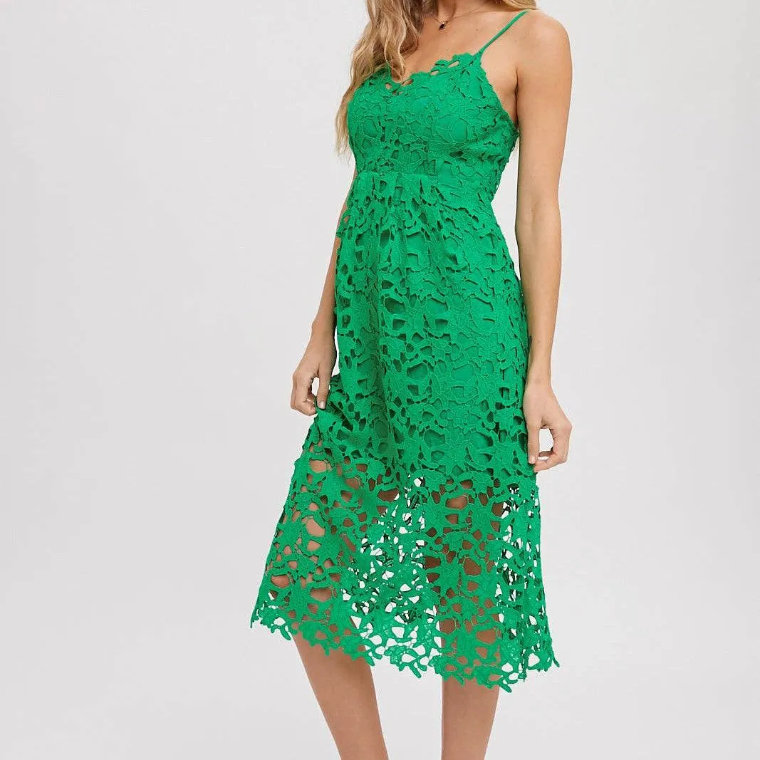 Marybeth Crochet Dress Green