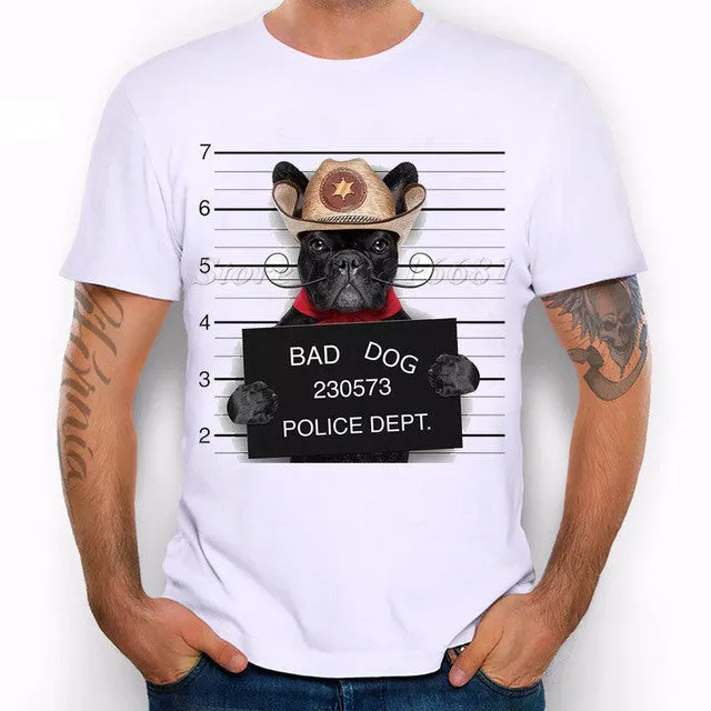 New 2017 Summer Fashion  French Bulldog Design T Shirt Men's High Quality  dog Tops Hipster Tees pa890