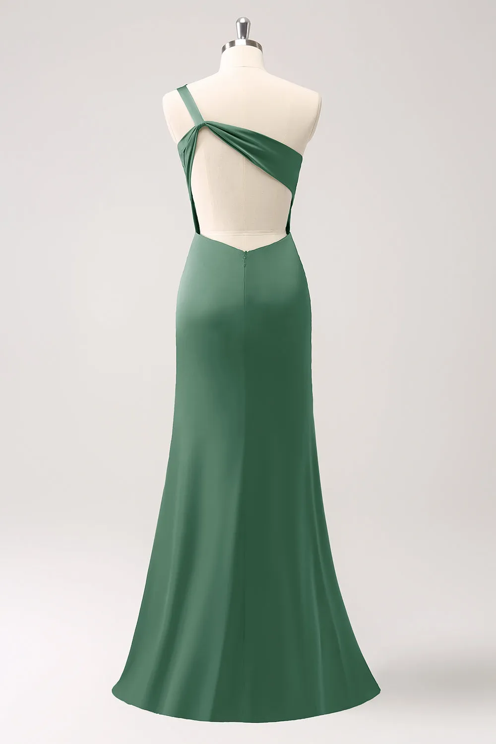 Olive One Shoulder Ruffled Mermaid Maxi Dress with Slit