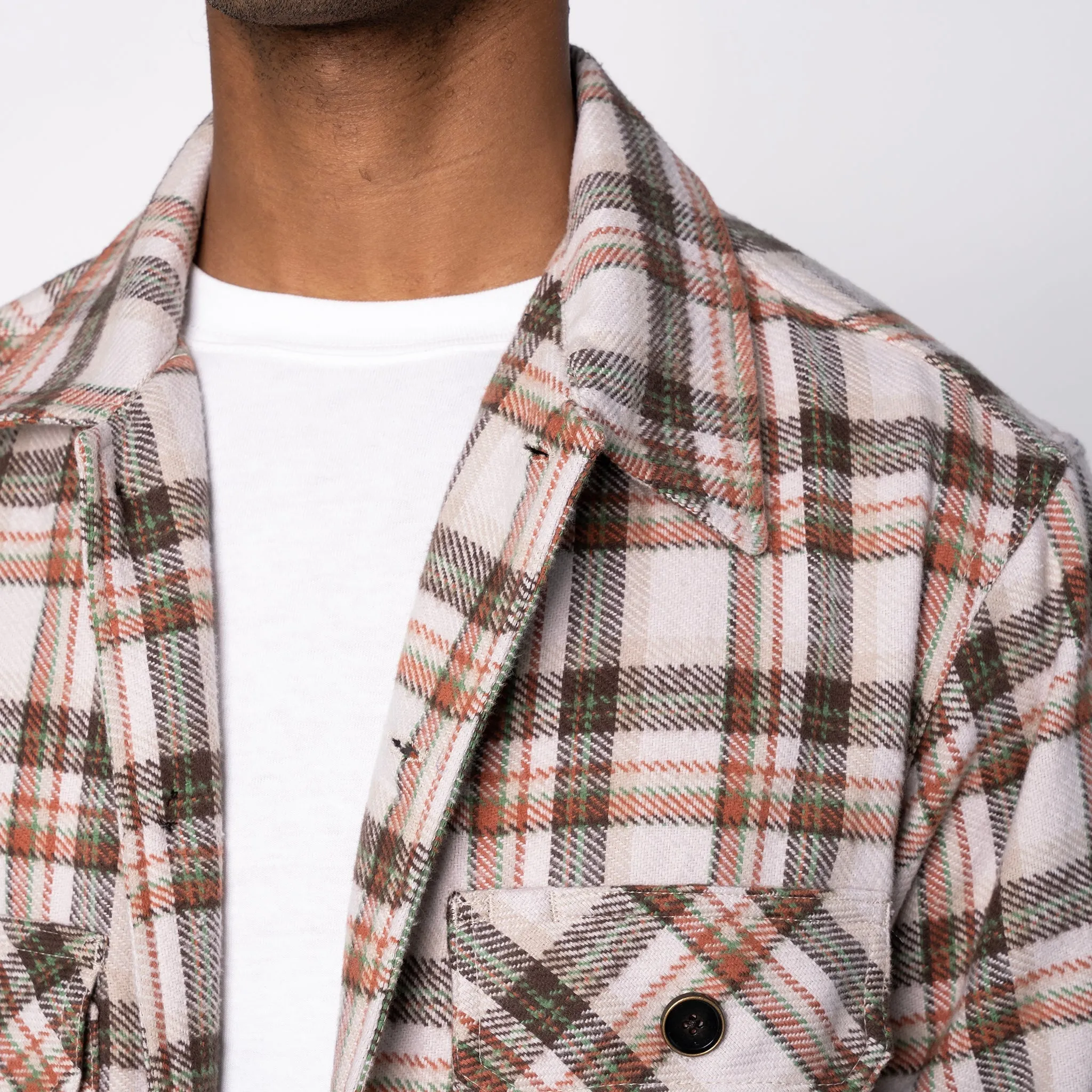 Over Shirt - Triple Yarn Twill Check Brush - Beige