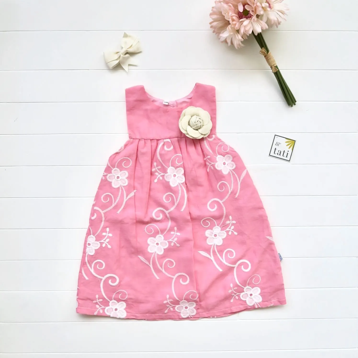 Peony Dress in Pink Fancy Lace