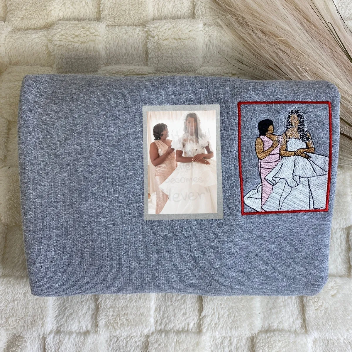 Personalized Matching Best Friend Sweatshirts with Photo Outline, Icon Name on Sleeve