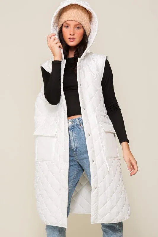 Quilted Midi Vest Jacket