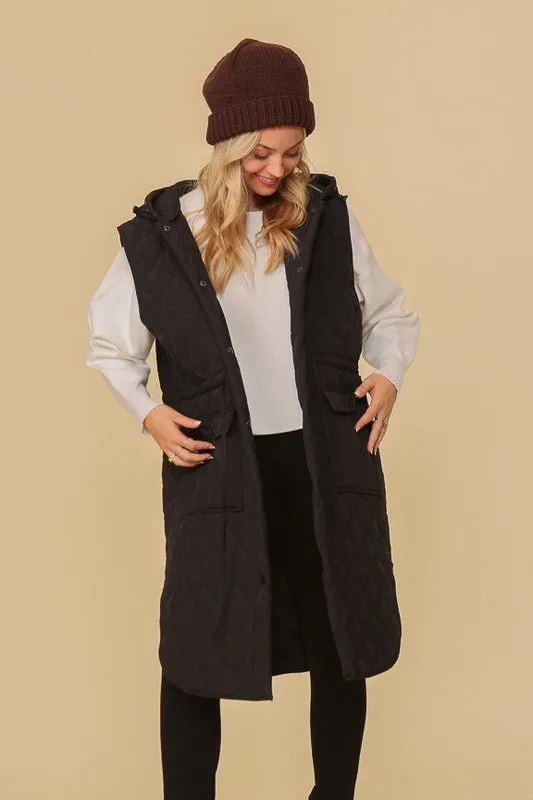 Quilted Midi Vest Jacket