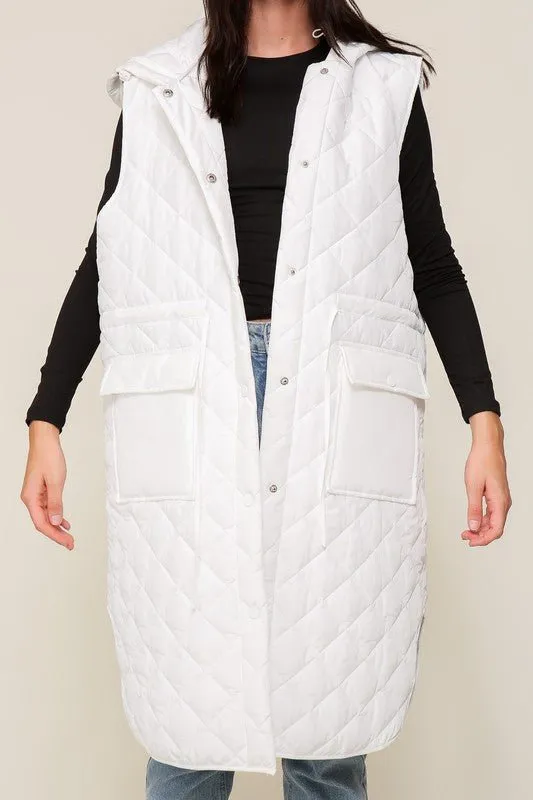 Quilted Midi Vest Jacket