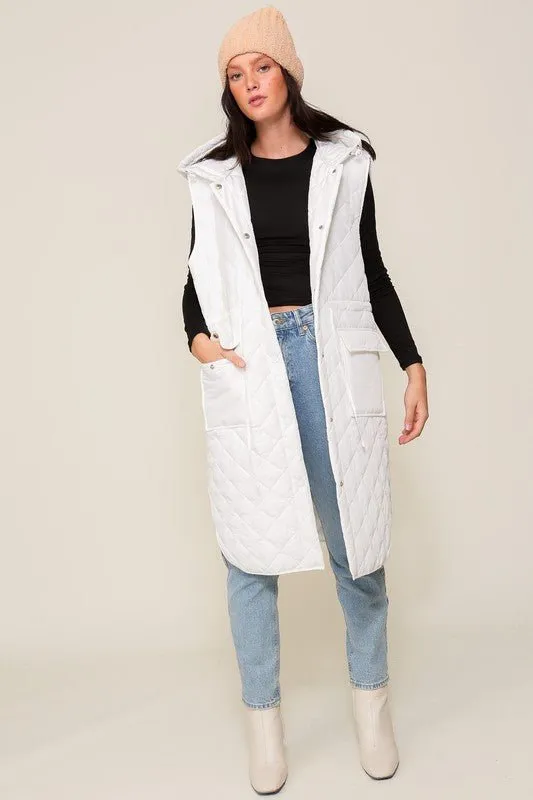 Quilted Midi Vest Jacket