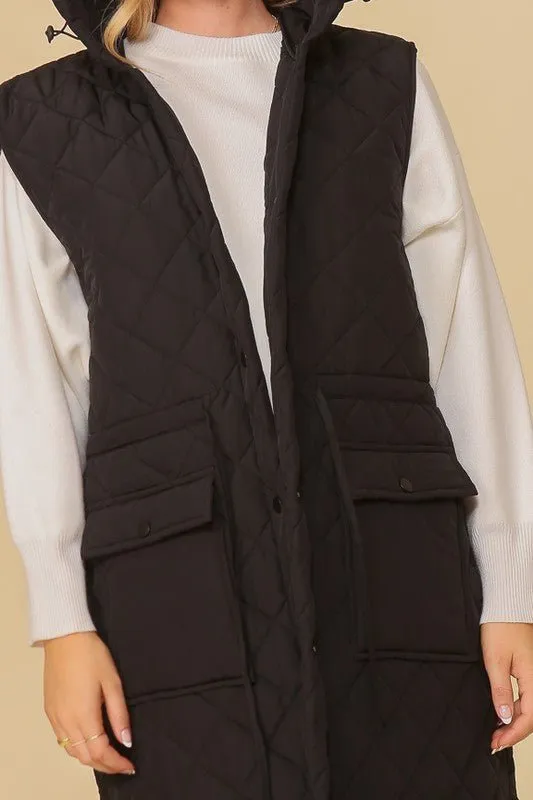 Quilted Midi Vest Jacket