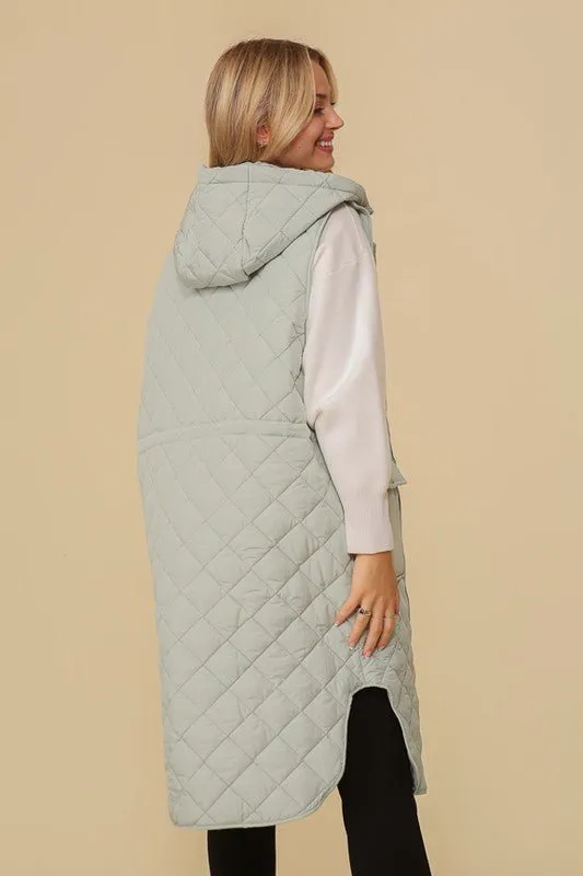 Quilted Midi Vest Jacket