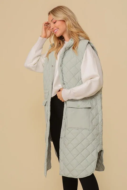 Quilted Midi Vest Jacket