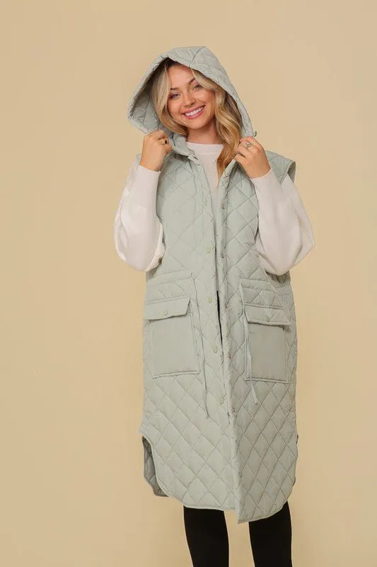 Quilted Midi Vest Jacket